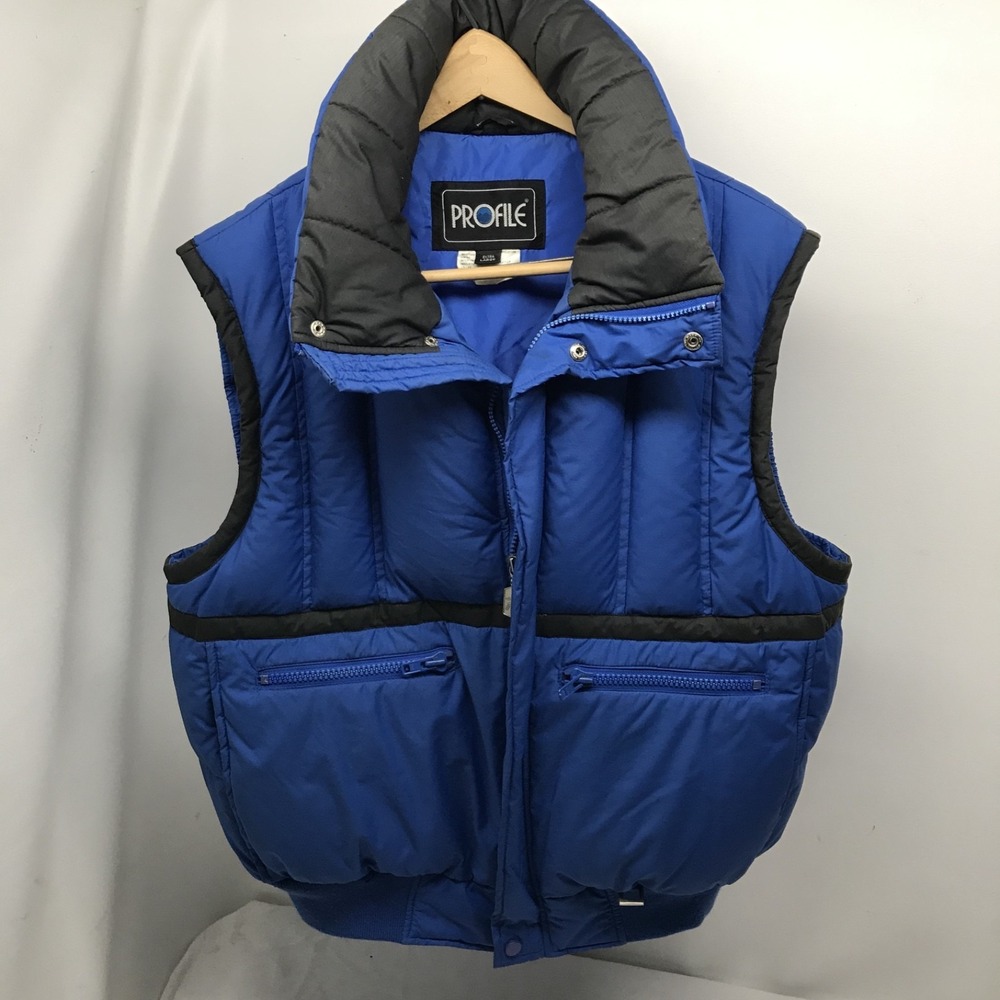 Vintage Profile Blue Puffers Ski Sking Vest Goose Down Jacket XL Retro Snow 90's
